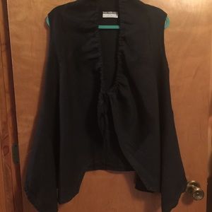 100% LINEN BLACK DRAWSTRING BRYN WALKER VEST XL